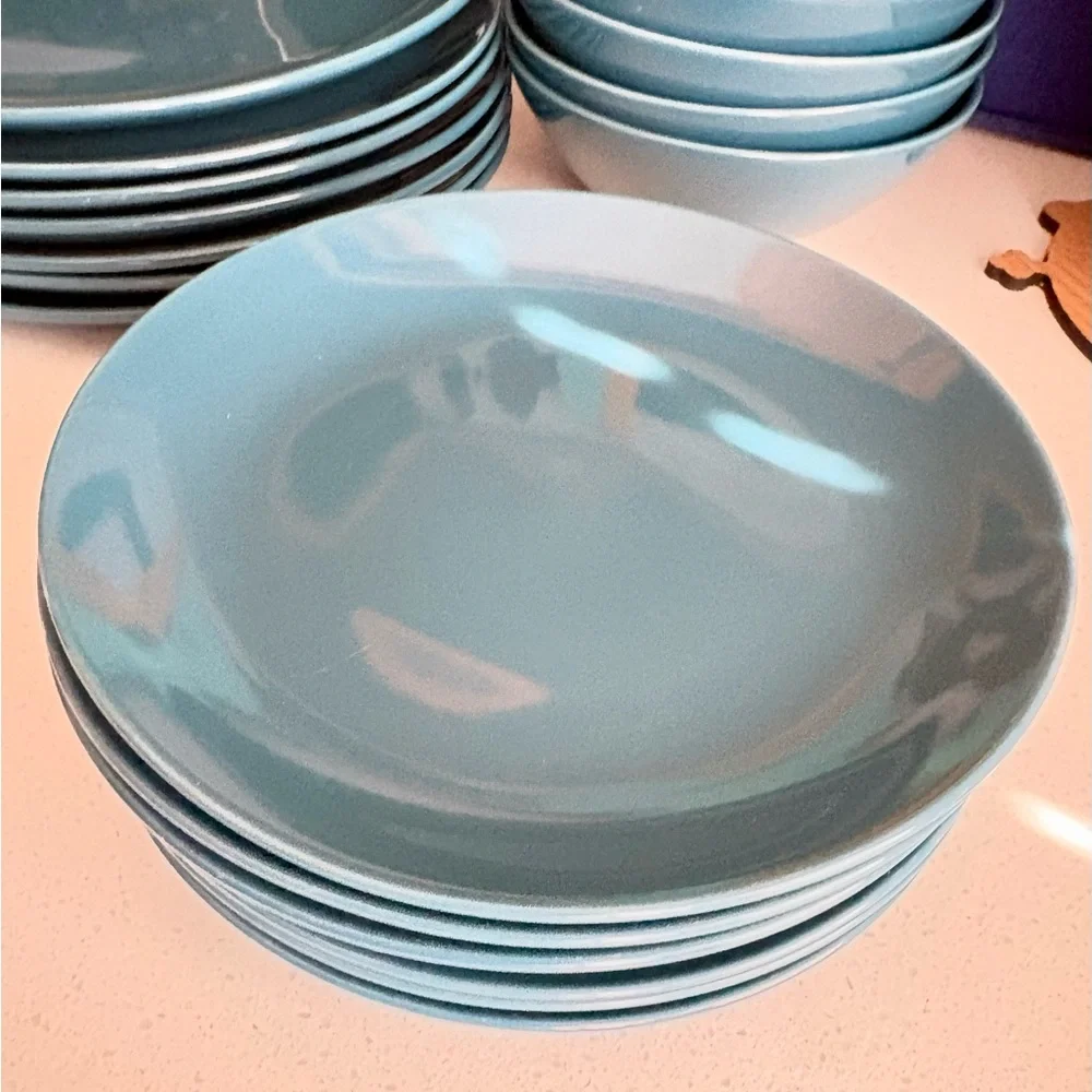 Past Season IKEA Blue Turquoise Teal Appetizer Small 6 Plate Set